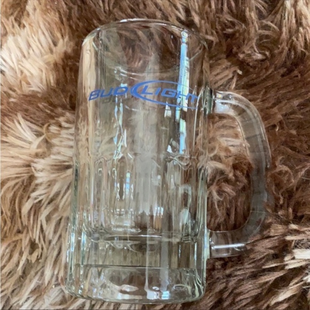 Vintage Bud Light Heavy Glass Beer Mug With Handle Barware